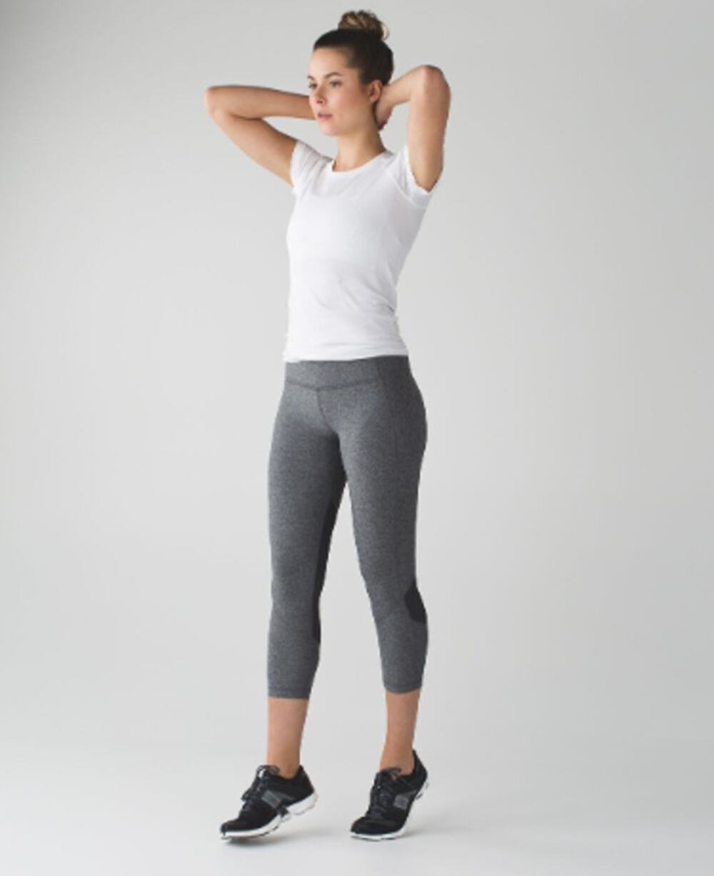 Lululemon Pace Rival Sz 4 Crop Heathered Black Deep Coal Sporty